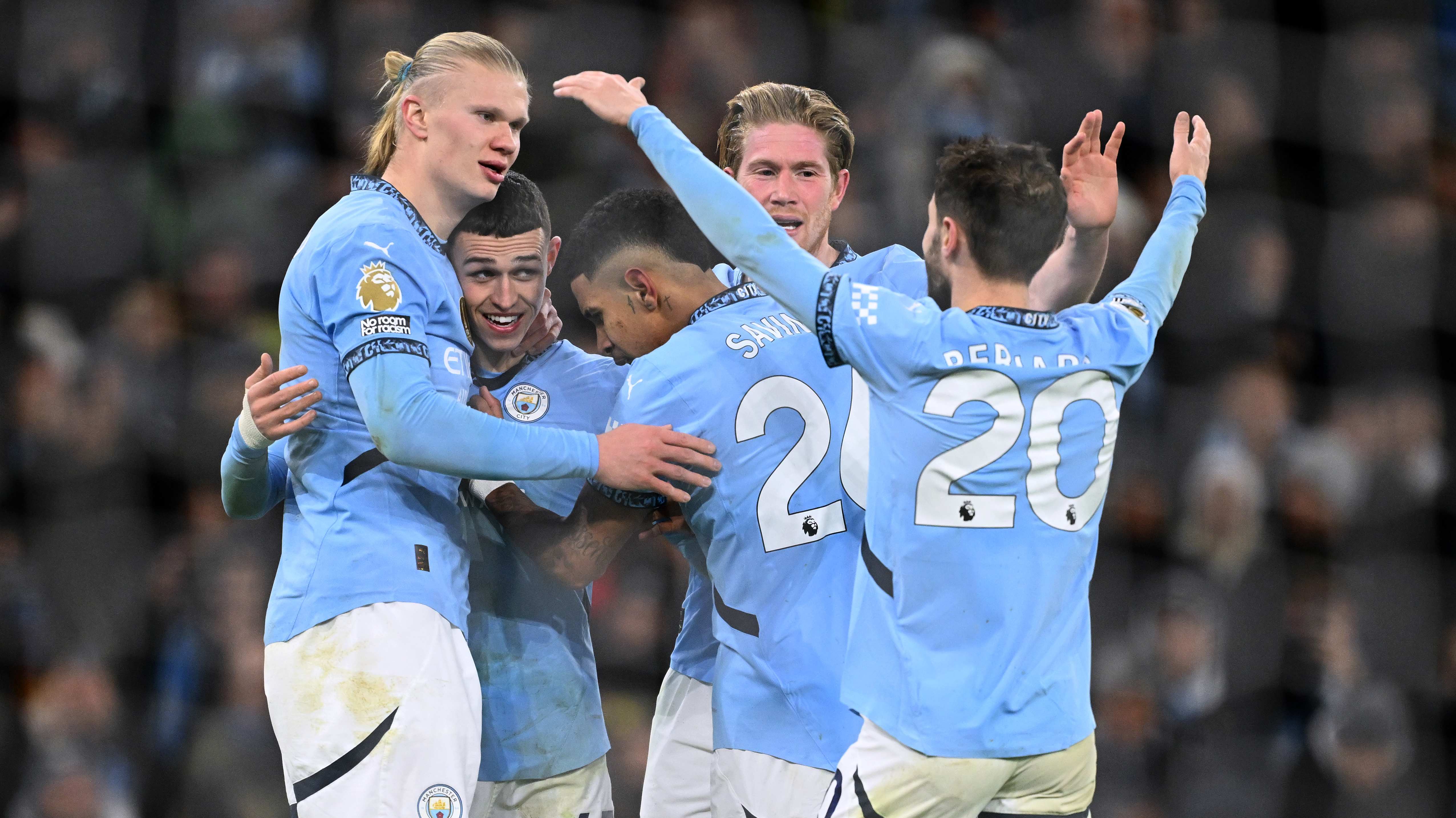 Erling Haaland, Savinho, Kevin De Bruyne, Bernardo Silva, Phil Foden