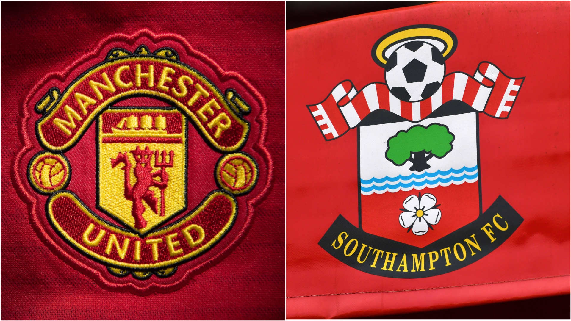 The badges of Manchester United and Southampton