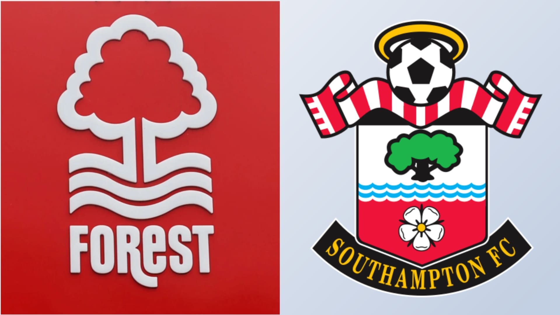 The badges of Nottingham Forest and Southampton