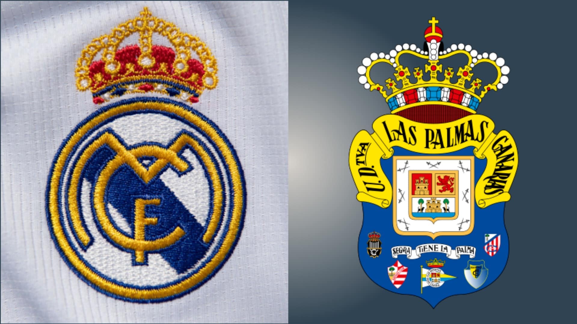 The badges of Real Madrid and Las Palmas