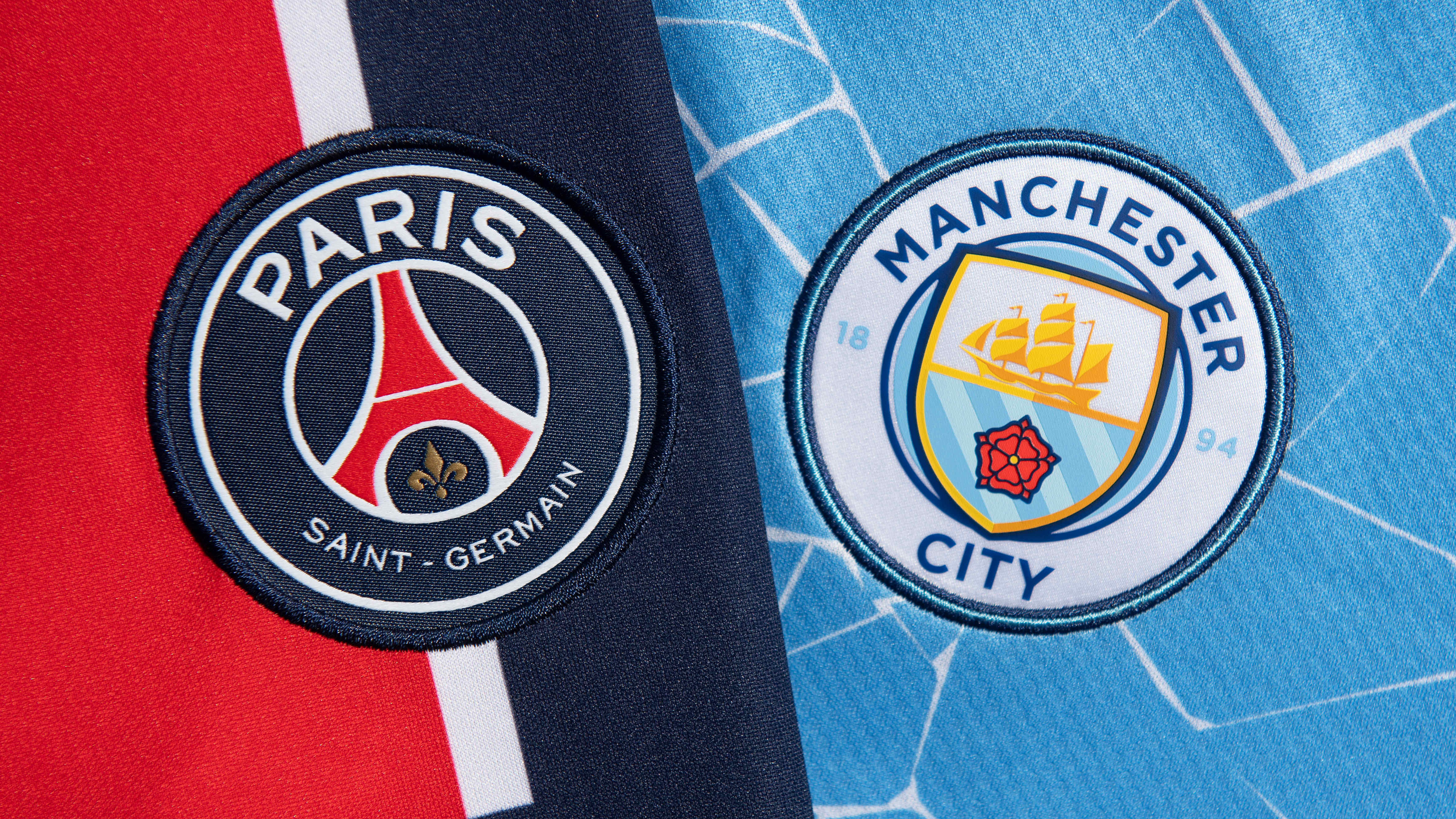 The Paris Saint-Germain and Manchester City Club Badges