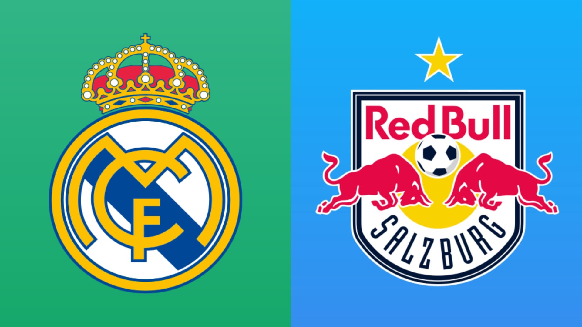 Real Madrid and Red Bull Salzburg badges