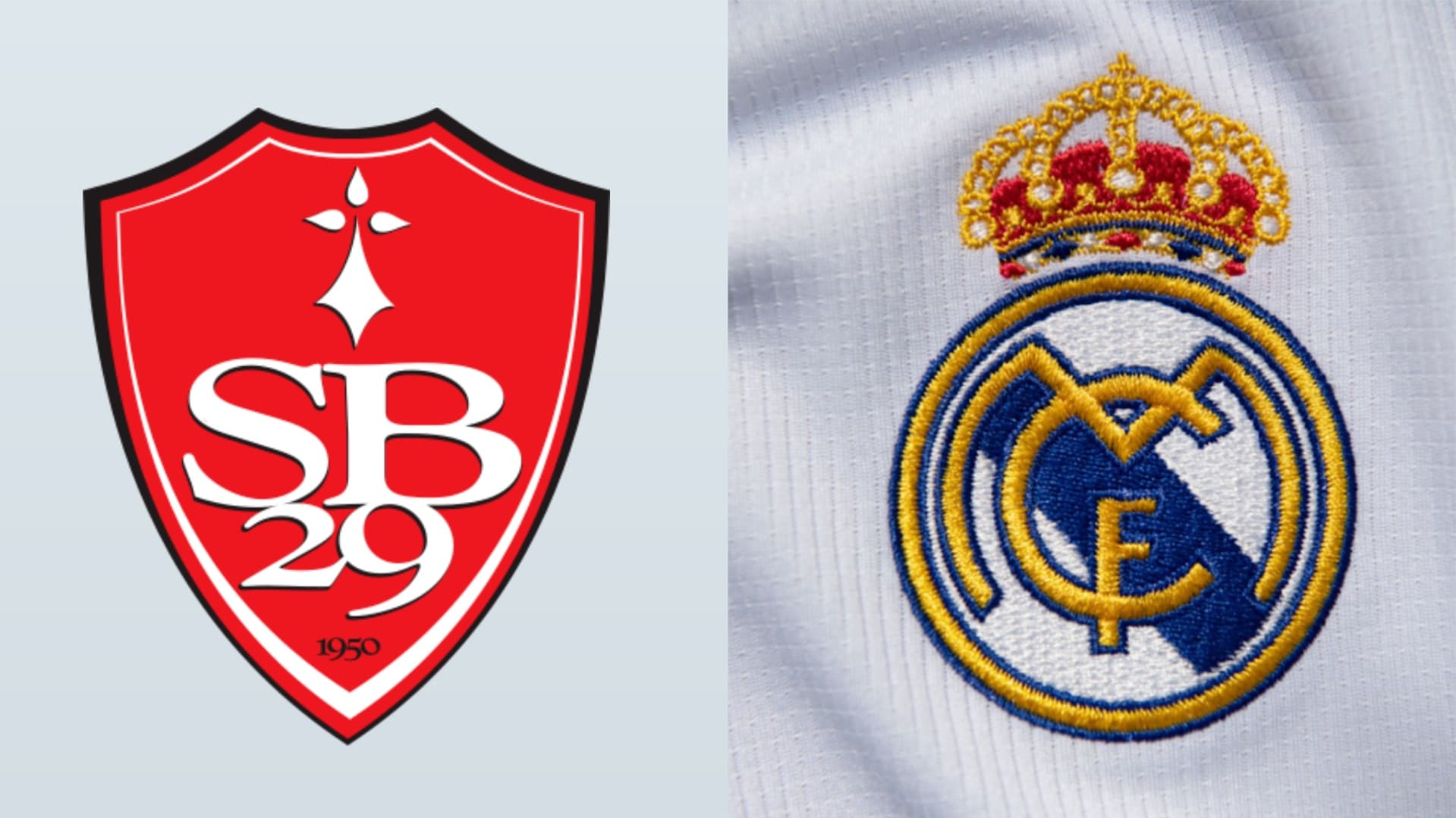 The badges of Brest and Real Madrid