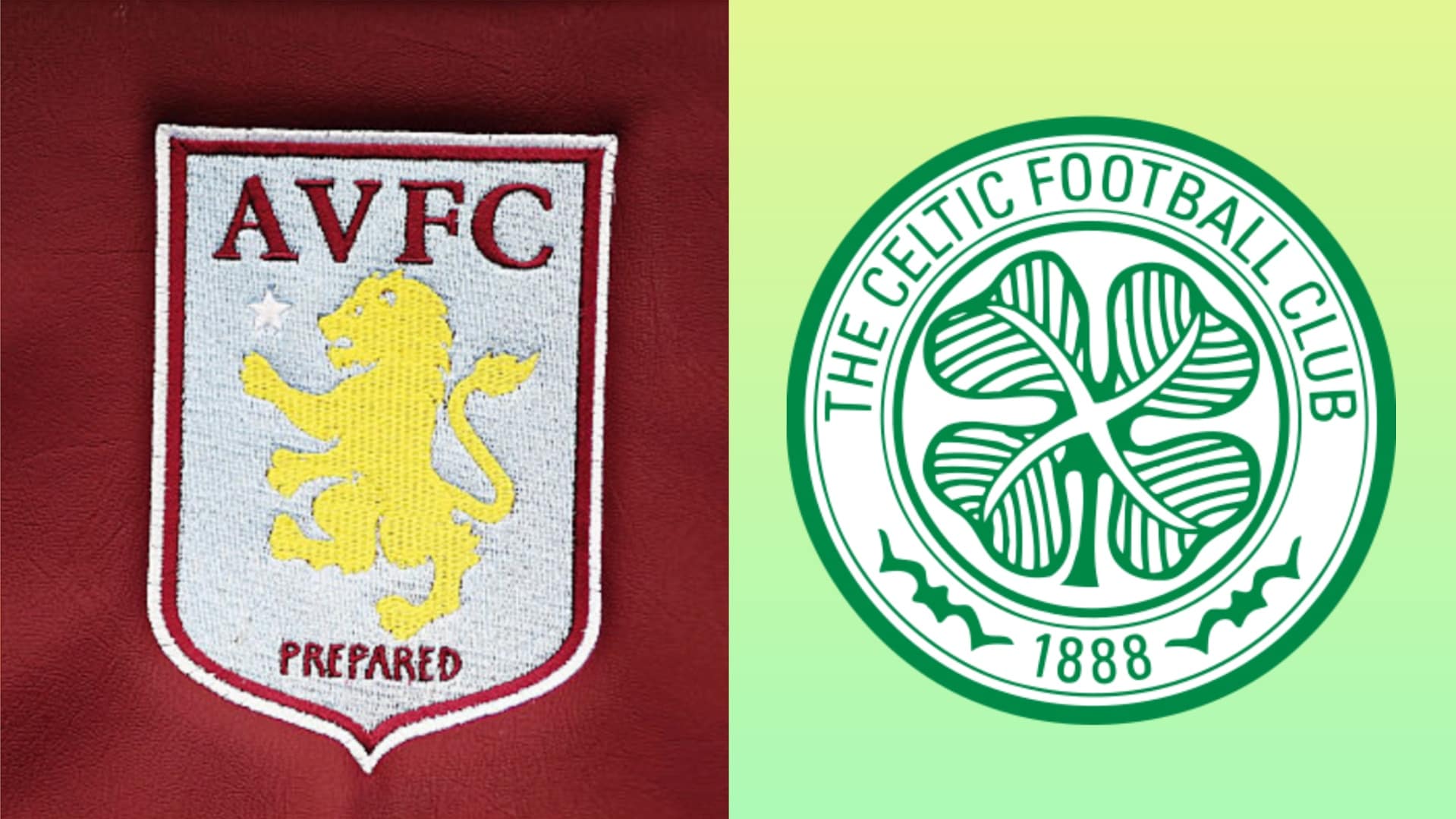 The badges of Aston Villa and Celtic