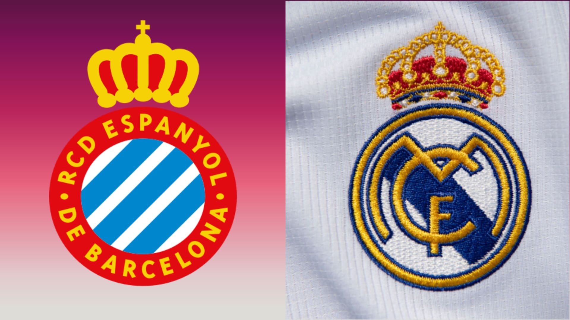 The badges of Espanyol and Real Madrid